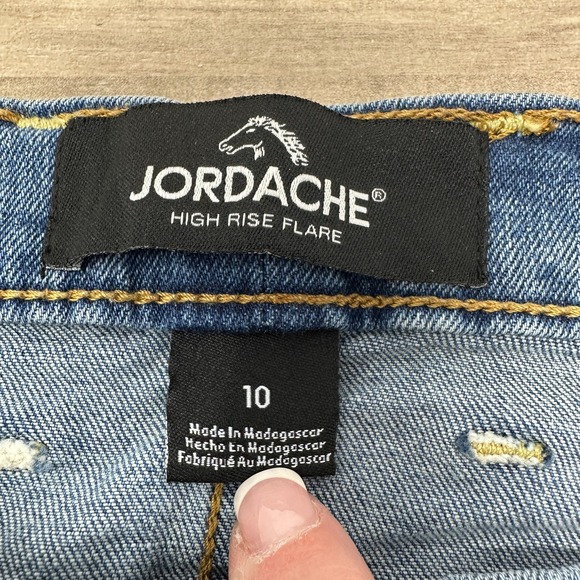 Jordache High Rise Flare Women's Size 10 Raw Hem Front Pocket Jeans - Picture 4 of 13